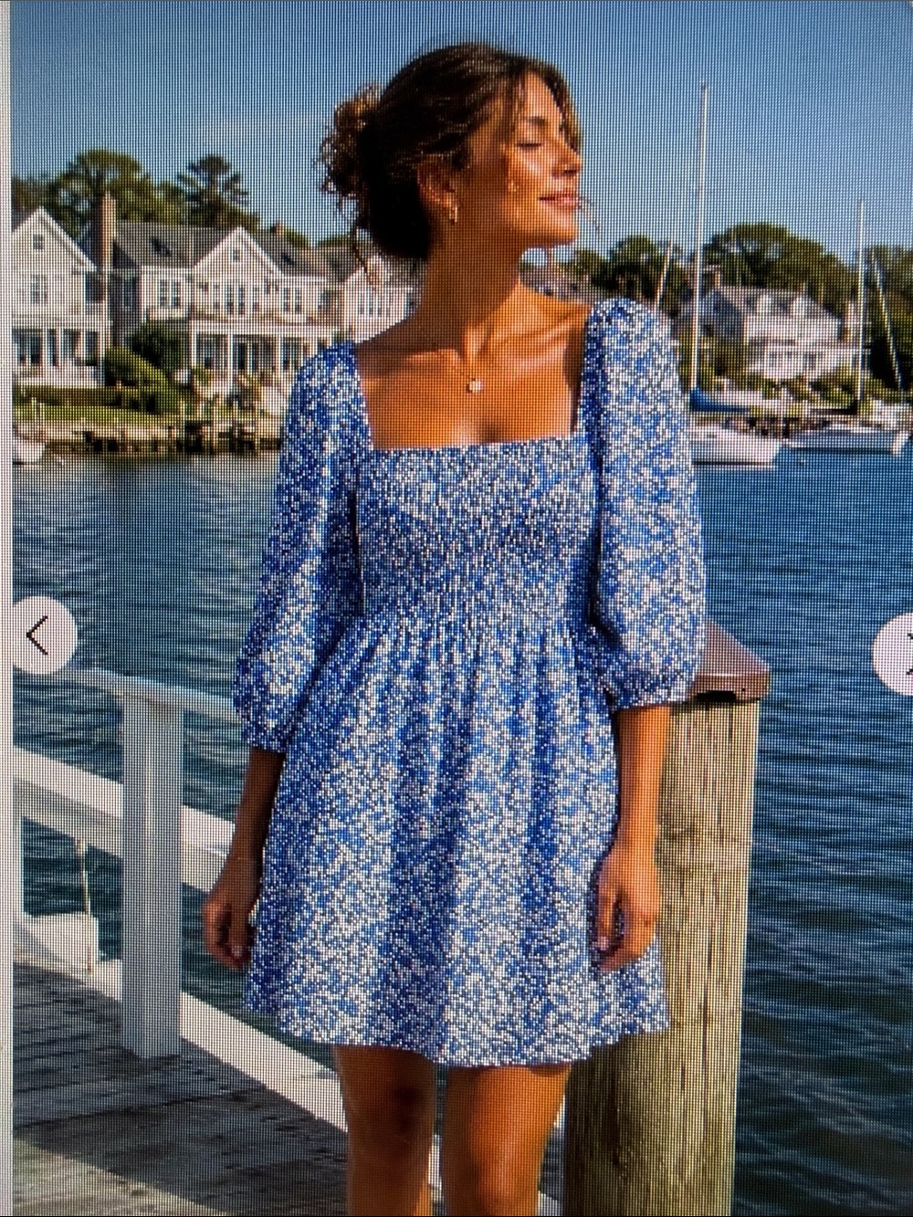 Tuckernuck Broad Annie Blue Floral Smocked Puff-Sleeve Mini Dress M Like New